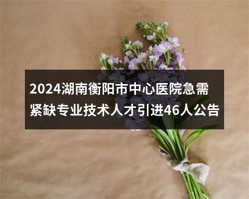 2024湖南衡阳市中心医院急需紧缺专业技术人才引进46人公告 图片