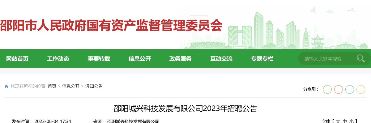 2023湖南邵阳城兴科技发展有限公司招聘8人公告 图片